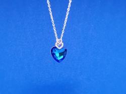 Silberkette mit Kristall Herz Anhänger blau