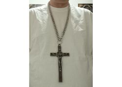 Edelstahl Halskette mit 20 cm Kreuz braun