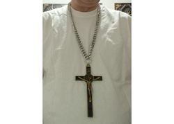 Edelstahl Halskette mit 20 cm Kreuz Schwarz